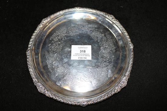 Edwardian engraved silver salver by Mappin & Webb